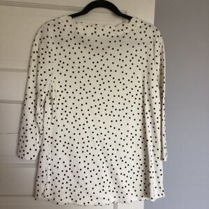 N without tags Croft and Barrow 100% cotton Black & White polka dot 3/4 sleeve M
